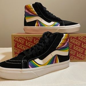Vans Retro off the Wall Sk8-Hi Reissue (Refract) Black Rainbow Women 7M …